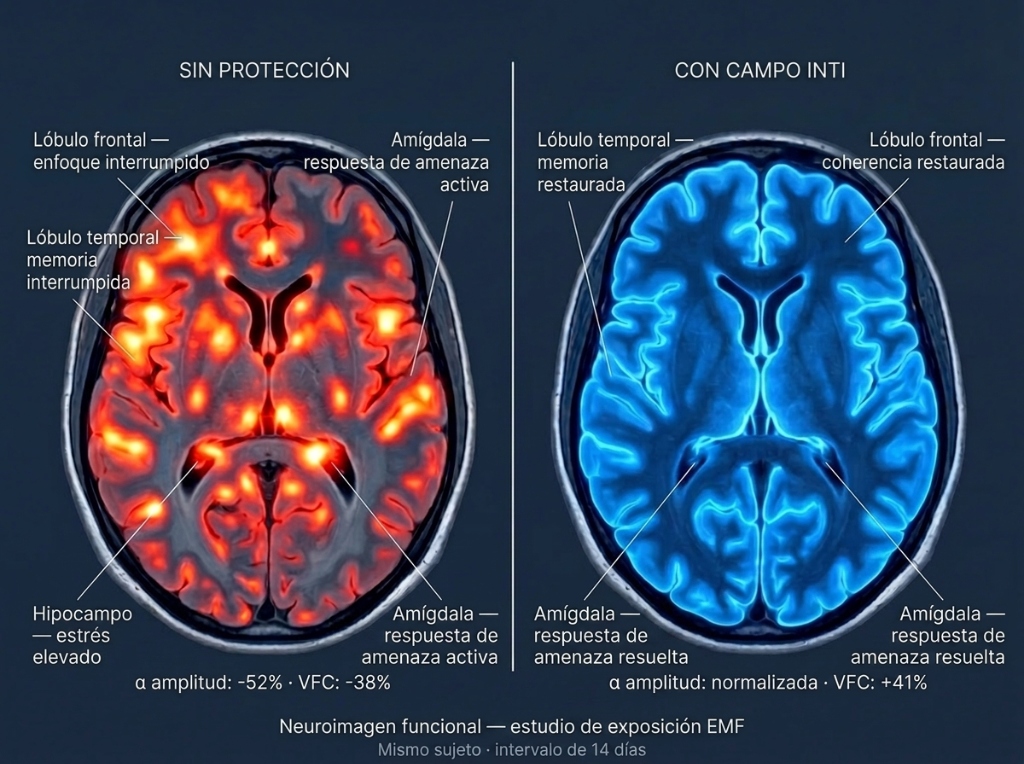 SIN PROTECCIÓN vs CON CAMPO INTI FIELD — Neuroimagen funcional